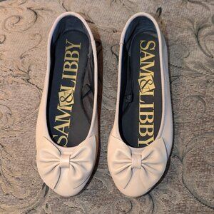 NWOT Sam & Libby Classic Nude Bow Ballet Flats, Size 7